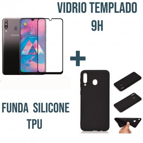 Estuche Silicona Tpu + Vidrio 9h Para Samsung M30 (Entrega Inmediata)