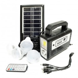Kit Panel Solar + 4 Bombillos + Luz Power Bank Radio Autos (Entrega Inmediata)