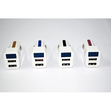 Cargador Rápido De Carro Dos Puertos Usb 3.1a Con Visor Lcd (Entrega Inmediata)