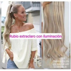 Cola Coleta De Cabello Seminatural Rubio Extraclaro Ondulado (Entrega Inmediata)