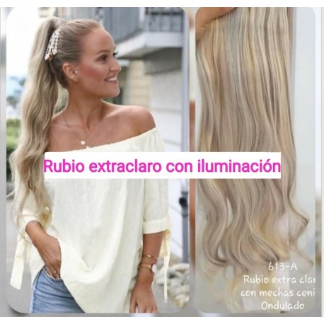 Cola Coleta De Cabello Seminatural Rubio Extraclaro Ondulado (Entrega Inmediata)