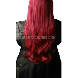Extensiones De Cabello Seminatural Rojo Cereza Liso Extralar (Entrega Inmediata)