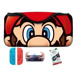 Estuche Nintendo Switch De Mario Bros Combo Vidrio+siliconas (Entrega Inmediata)