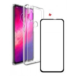 Funda Goma Transparente Moto One Hyper + Vidrio 5d Full (Entrega Inmediata)