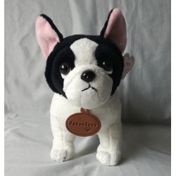 Perro Pug Parado Negro Con Blanco- Peluche 20 X 20 Cm (Entrega Inmediata)