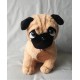 Perro Pug Sentado Beige - Peluche 24 X 14 Cm (Entrega Inmediata)