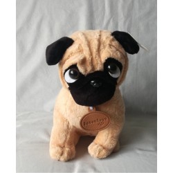 Perro Pug Sentado Beige - Peluche 24 X 14 Cm (Entrega Inmediata)
