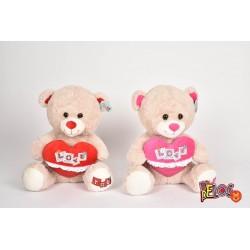 Oso De Peluche Mediano Con Corazón 40cm 2620-2 (Entrega Inmediata)