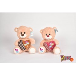 Oso De Peluche Café Pequeño Corazón 30cm 2618 (Entrega Inmediata)