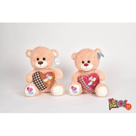 Oso De Peluche Café Pequeño Corazón 30cm 2618 (Entrega Inmediata)