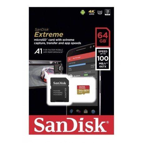 Memoria Micro Sd Sandisk Extreme Plus 64gb 160mb/s A1 V30 (Entrega Inmediata)