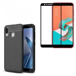 Kit Protector Tpu Cuero Asus Zenfone Max M1 Zb555kl + 6d (Entrega Inmediata)