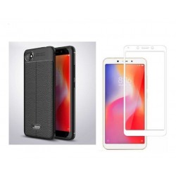 Kit Protector Tpu Cuero Xiaomi Redmi 6 / 6a + Vidrio Blanco (Entrega Inmediata)