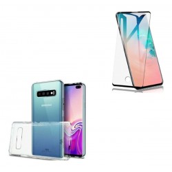 Kit Protector Clear + Vidrio Samsung S10 Plus Full Cover (Entrega Inmediata)