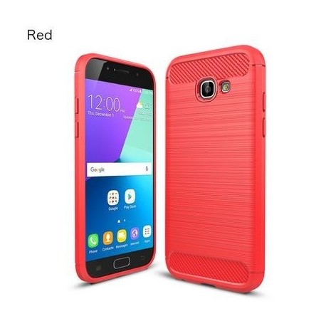Kit Total Carbono Samsung A3 2017 Rojo + Vidrio Dorado (Entrega Inmediata)