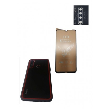 Kit Funda Protector Borde Xiaomi Note 8 + Ceramico + Lente (Entrega Inmediata)