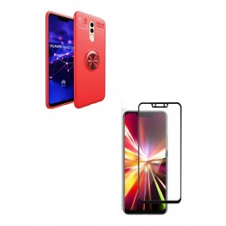 Kit Ring Case Protector Huawei Mate 20 Lite Rojo + Vidrio 5d (Entrega Inmediata)
