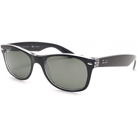Gafas Ray-Ban unisex adult Rb2132 New Wayfarer Black on Transparent Frame/Green Lens 6052 Medium US