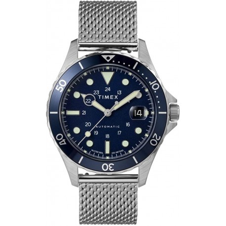Reloj Timex TW2U38200 Navi XL Automatic 41mm Silver Blue Mesh