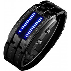 Reloj 5168 PASOY Binary Blue LED Digital Hombre Classic Creative Fashion Square Silver Plated Mujer Boys Date Wrist es