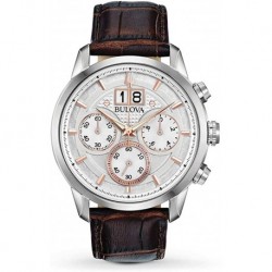 Reloj Bulova 96B309 Hombre Chronograph Quartz Leather Strap (Importación USA)