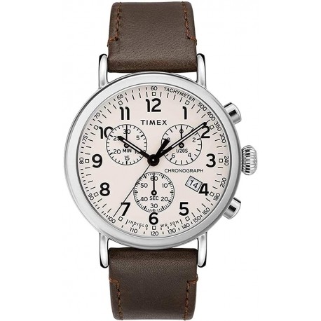 Reloj Timex TW2T21000 41 mm Standard Chronograph Leather Str (Importación USA)