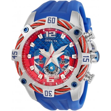 Reloj Invicta 33162 Blue Marvel Captain America Hombre Silicone