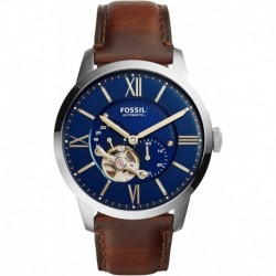 Reloj Fossil ME3110 Hombre Townsman Auto Automatic Leather Multifunction Color Silver/Blue Cognac Model: