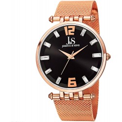 Reloj J&S JOSHUA & SONS JS90RG Hombre Crystal 10 Genuine Baguette Hour Markers On Stainless Steel Mesh Bracelet JS90