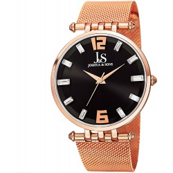 Reloj J&S JOSHUA & SONS JS90RG Hombre Crystal 10 Genuine Baguette Hour Markers On Stainless Steel Mesh Bracelet JS90