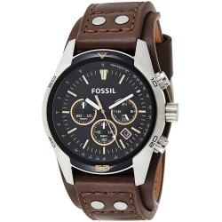 Reloj Fossil CH2891 Hombre Coachman Quartz Leather Brown Color Chronograph Silver Model Wallet