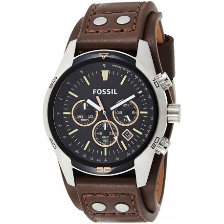 Reloj Fossil CH2891 Hombre Coachman Quartz Leather Brown Color Chronograph Silver Model Wallet