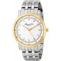 Reloj Kenneth Cole New York KC9335 Hombre Slim Round Silver Dial Yellow Gold Bezel