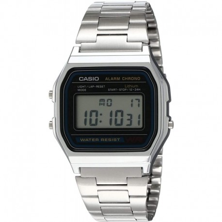 Reloj Hombre Casio A158WA-1DF Stainless Steel Digital (Importación USA)
