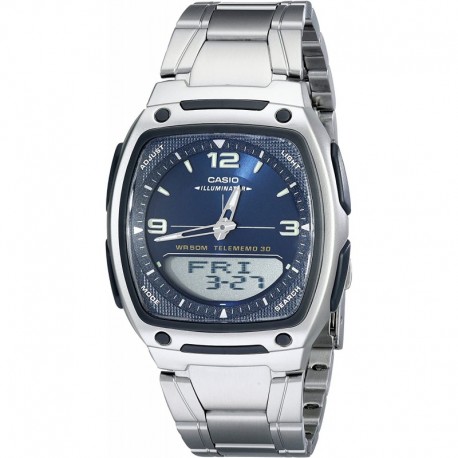 Reloj Hombre Casio AW81D-2AV Ana-Digi Stainless Steel (Importación USA)