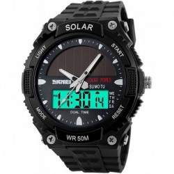Reloj FANMIS PN K760 Hombre Solar Powered Casual Quartz Wrist Analog Digital Multifunctional Black Sports