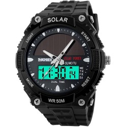 Reloj FANMIS PN K760 Hombre Solar Powered Casual Quartz Wrist Analog Digital Multifunctional Black Sports