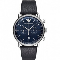 Reloj Emporio Armani AR11105 Hombre Dress Stainless Steel Quartz Leather Calfskin Strap Blue 22 Model: