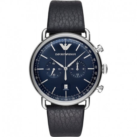 Reloj Emporio Armani AR11105 Hombre Dress Stainless Steel Quartz Leather Calfskin Strap Blue 22 Model: