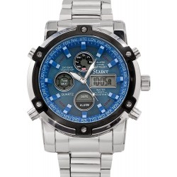 Reloj 33208 Stauer Hombre Blue Stone Stainless Steel Chronograph Link Bracelet and LED Subdials