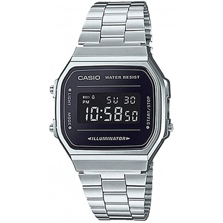 Reloj Casio Vintage A168WEM-1 Silver & Black , Silver (Importación USA)