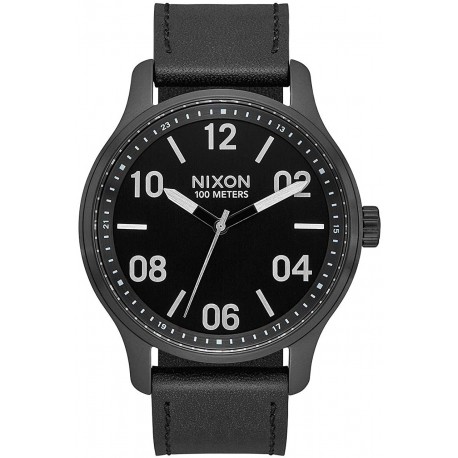 Reloj NIXON A1243-2998-00 Hombre Stainless Steel Quartz Leather Strap Black 21 Model: