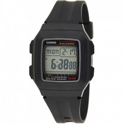 Reloj Hombre Casio F201WA-1A Black Resin Digital Sport (Importación USA)