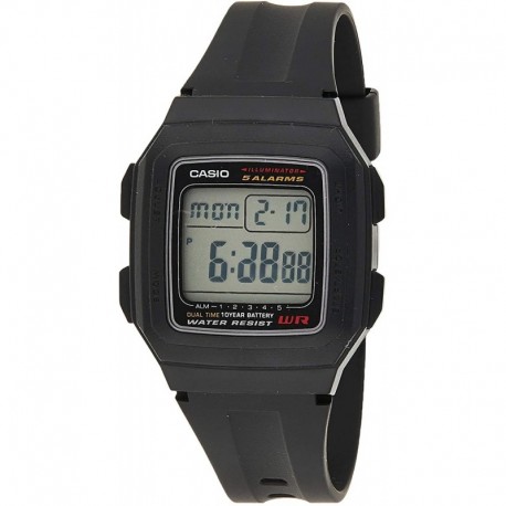 Reloj Hombre Casio F201WA-1A Black Resin Digital Sport (Importación USA)