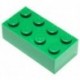 LEGO Parts and Pieces Green Dark Green 2x4 Brick x50