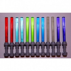 LEGO Lightsaber Lot of 12 ~ 6 2 Red Light Blue Cobolt Dark Purple Bright Green and Glow in The Grey Hilts