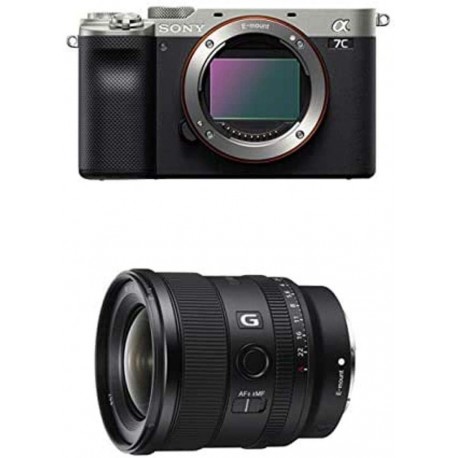 Camara Sony Alpha 7C Full-Frame Mirrorless Camera Silver FE 20mm F1.8 G Large-Aperture Ultra-Wide Angle Lens Model SEL20F18G