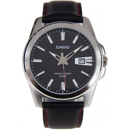 Reloj Hombre Casio MTP-E127L-1A Black Leather Dress Date (Importación USA)