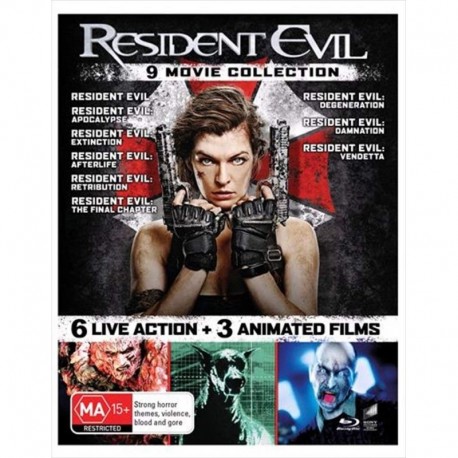 Blu-Ray Resident Evil The Complete 9 Film Collection Live Action & Animated