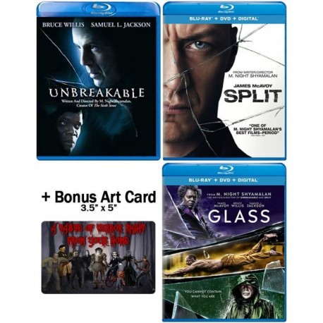 The M Night Shyamalan Master Collection Complete Movie Trilogy Blu-ray Collection Unbreakable Split Glass Bonus Art Card